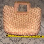 Small Light Pink Straw Tote Bag Double Handles Open Top. EUC Multiple Photo 5