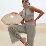 Cult Gaia ππ Shauna Knit Pant ~ Ultra High Rise Flared Leg Granite XS NWT Photo 2