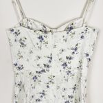Reformation Mariana Linen Mini Dress in Madeline Blue White Ditzy Floral Print Photo 7