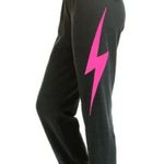 Aviator Nation neon pink bolt charcoal gray sweatpants Photo 0