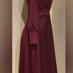 Chicwish Deep Satin Burgundy Long Sleeve 3 Gold Long Button Dress Sleeves Sz XS Photo 1