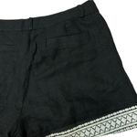 Kate Spade  NY Black Linen White Geometric Embroidered Lining Shorts sz US 2 NEW Photo 7