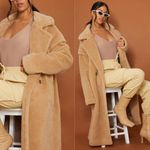 Pretty Little Thing Tall Stone Premium Oversize Teddy Bear Coat Photo 2