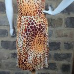New V Cristina Dress Woman's Size Medium Leopard Print Faux Wrap Animal Print Brown Photo 8
