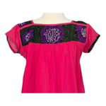 Mexican Embroidered Peasant Blouse Floral Ethnic Authentic Pink Purple Top Sz M Size M Photo 6