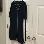 Tahari  Black Tunic Dress White Trim Short Sleeve Casual Size‎ L Photo 2