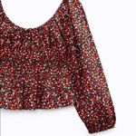 ZARA floral poplin balloon sleeves cinched waist of shoulder crop blouse size XS Photo 10