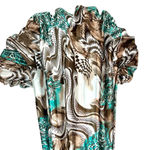 Animal Print Maxi Dress S Beaded Halter Brown Teal Flowy Mobwife Charmeuse Size 6 Photo 3