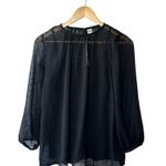 Old Navy  Black Polka Dot Semi-Sheer Long Sleeve Blouse Women's Size Small Photo 4