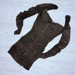 Oh Polly  corset front sheer body con long sleeve roughed little black dress 2 Photo 1