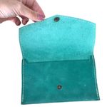Portland Leather Green Envelope Pouch Clutch Wallet Blue Photo 3