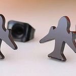 Black Jet Airplane Plane Earrings Studs - Pilot, Flight Attendant, Stewardess Photo 0