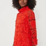 Tuckernuck Faye Red Guipure Lace Blouse XXS NWT Ruffle Bow Back Cocktail Top Photo 1