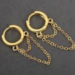 18K Gold Plated Tassel Chain Dangle Drop Earrings for Women Photo 0