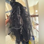 Elegant Black Lace Puff Sleeve Top Size M Photo 3