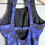 Athleta Women’s Blue and Black Camo High Neck Tankini Swim Top size 32D/DD Photo 3