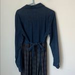 90s Studio Ease Cottagecore Vintage Denim Plaid Maxi Dress Long Sleeve Sz 10 Blue Photo 5