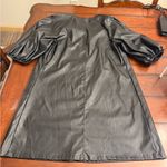 Who What Wear Nordstrom Faux Leather Balloon Sleeve Black Dress Photo 9
