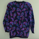 Charter Club Vintage  small sweater bright paisley colored pattern two pockets Photo 3