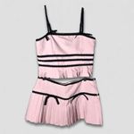 Forever 21 Two Tone Bow Cropped Top Pleated Skirt Pink Black M Photo 2