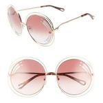 Chloé 💕CHLOE💕 Carlina Round Oversized Sunglasses ~ Gold Pink with Decals New in Box Photo 6