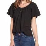 Madewell Women's Black Tiered Sleeve Blouse Size S Casual Loose Fit Photo 0