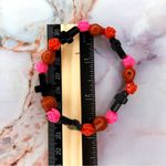 Skull Rose & Cross Handmade Beaded Bracelet Set Pink Red & Black Photo 4