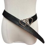 Women's Leather Black & Silver Double Heart Fashion Coquette Chic Belt One Size Photo 0