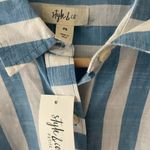 Style & Co NWT . Blue and White Striped Button Down Shirt Photo 2