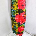 Bright Tropical Flower Animal Print Maxi Halter Dress Red Size XS Photo 2