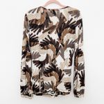 Lapis Womens Top Size L Brown Beige Abstract Draped Boho Artsy Retro Office Size L Photo 7