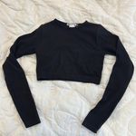 ZARA  Black Fitted Crop Top with Long Sleeves Photo 0
