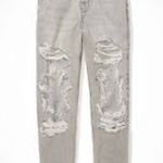 American Eagle AE Ripped Relaxed Mom Jeans in Gray Distressed Knees Size 12 Regular Photo 0