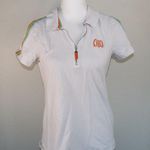 Tommy Hilfiger Tommy Hilfigure Woman’s White W/Rainbow Colored Design Short Sleeve Half Zip Up Photo 11