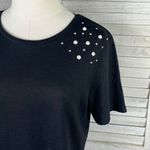 Atmosphere  Embellished Crewneck Tee Black w Rhinestones & Pearls-8 Photo 1
