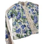 Anthropologie  Especia Lace Button Front‎ Marigold Top Blue Motif Size Small Photo 6