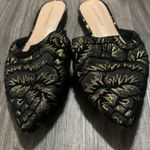 Who What Wear Black and Gold Leaf Pattern Mules Photo 5