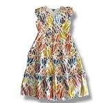 Point Sur J.Crew Cream Multi Color Pom Pom Tiered Midi Dress Photo 1