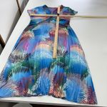 Soft Surroundings  Dress Womens Large Blue Anya Ombré Palms Maxi Coastal Tropical Photo 5