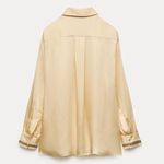 ZARA  EMBROIDERED SATIN EFFECT BLOUSE BUTTON DOWN SHIRT TOP YELLOW SIZE M NEW Photo 9