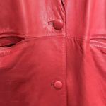 Vintage Large Leather Trench Coat Red Buttery Soft Supple G Photo 3