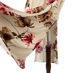 NO BRAND Floral High Neck Sheath Maxi Dress Cream Red Size Large Double Slit Hem Photo 3