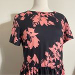 Amazon Pink and Black Floral Short Sleeve Midi Dress Full Tiered Skirt XL Photo 2