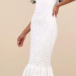 Lulus NWT  Instinctively Stunning White Lace Bustier Trumpet Maxi Dress Wedding M Photo 0