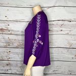 Napa Valley NWT Size XL Purple Embroidered Rayon Knit Peasant Shirt Top Photo 1