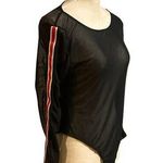Charlotte Russe Black Mesh Bodysuit with Red Stripe on the Sleeves Photo 0