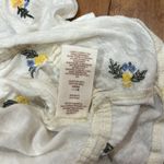 Free People  ecru combo floral sequin embroidered cropped ruffle blouse Photo 3