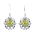 Simulated Peridot and Simulated Diamond 4.40 ctw Earrings in Silvertone Silver Photo 0