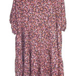 Pieces Pink Black Floral Print Short Sleeve VNeck Babydoll Shift Dress Sz 20 NWT Black Photo 0