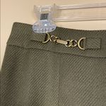 Talbots  Women’s Wool Blend Knit Chain Link Olive Green Pleated A-Line Skirt Photo 2